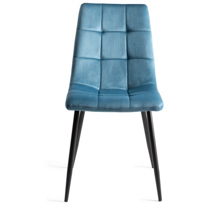 Dansk Scandi Oak 4 Seater Table and 4 Mondrian Petrol Blue Velvet Chairs