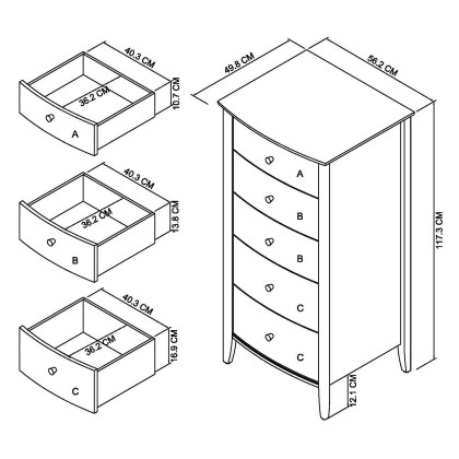 Whitby Scandi Oak and Soft Grey 5 Drawer Chest by Bentley Designs Whitby Scandi Oak and Soft Grey 5 Drawer Chest by Bentley Designs