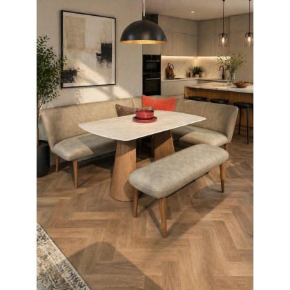 Diana Corner Bench (Left Hand Facing) - Taupe PU