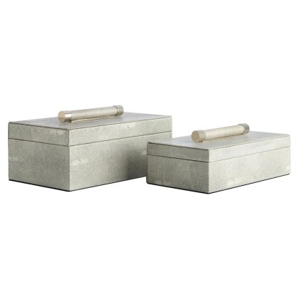 Cardona Set of Two Grey Shagreen Effect Trinket Boxes Cardona Set of Two Grey Shagreen Effect Trinket Boxes