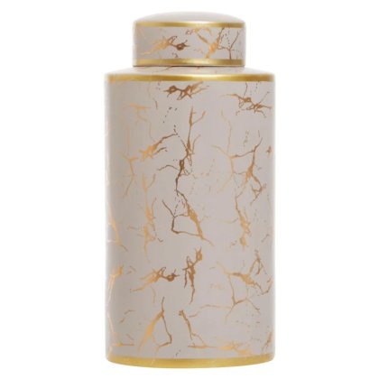 Daria Gold Marble Effect Large Ceramic Jar Daria Gold Marble Effect Large Ceramic Jar