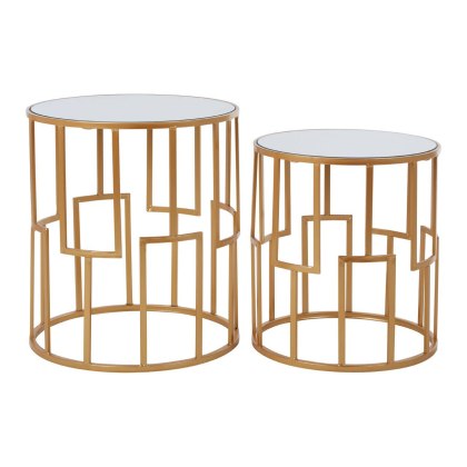 Avantis Set Of Two Gold Metal Tables - Small Avantis Set Of Two Gold Metal Tables - Small