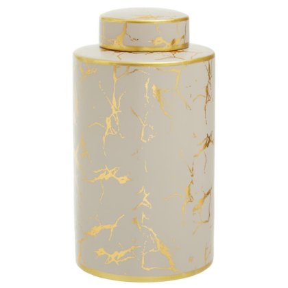 Daria Gold Marble Effect Small Ceramic Jar Daria Gold Marble Effect Small Ceramic Jar