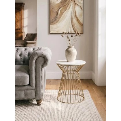 Tula White Glass and Gold Finish Base Side Table
