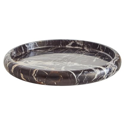 Zoro Black and White Marble Round Tray
