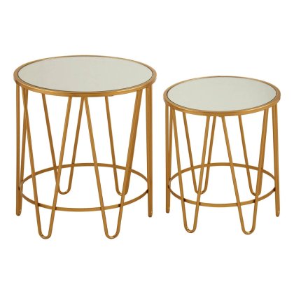 Avantis Gold Finish Set Of 2 Hairpin Design Side Tables Avantis Gold Finish Set Of 2 Hairpin Design Side Tables