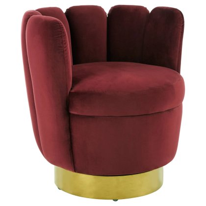 Beauly Wine Velvet Scalloped Swivel Accent Chair Beauly Wine Velvet Scalloped Swivel Accent Chair