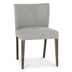 Pair of Turin Dark Oak Low Back Upholstered Chairs (Pebble Grey)