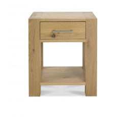 Turin Light Oak Lamp Table With Drawer
