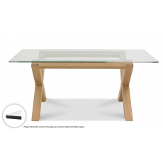 Turin Light Oak Glass Top Dining Table by Bentley Designs