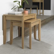 Bergen Oak Nest of Lamp Tables by Bentley Designs