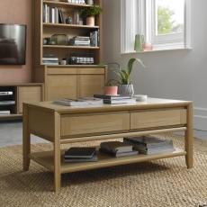 Bergen Oak Coffee Table with Drawer by Bentley Designs