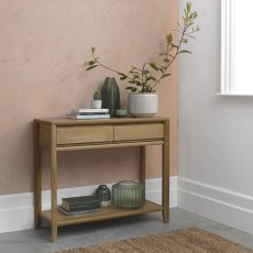 Bergen Oak Console Table with Drawer by Bentley Designs