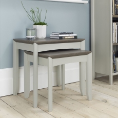 Bergen Grey Washed Oak & Soft Grey Nest of Lamp Tables by Bentley Designs