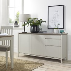 Bergen Grey Washed Oak & Soft Grey Wide Sideboard by Bentley Designs