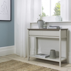 Bergen Grey Washed Oak & Soft Grey Console Table with Drawer by Bentley Designs