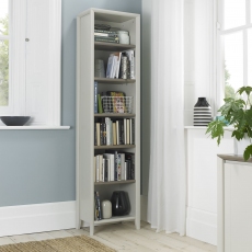 Bergen Grey Washed Oak & Soft Grey Narrow Bookcase by Bentley Designs