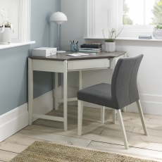 Bergen Grey Washed Oak & Soft Grey Corner Desk by Bentley Designs