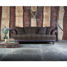 Taransay Midi Sofa (Fabric & Hide) by Tetrad Harris Tweed