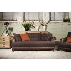 Taransay Petit Sofa (Fabric & Hide) by Tetrad Harris Tweed