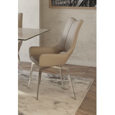Spinello Taupe Faux Leather Dining Chairs (Set of 2)