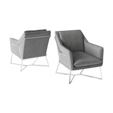 Lara Silver Grey Velvet Lounge Chair
