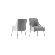 Claudia Silver Grey Velvet Dining Chairs (Set of 2)