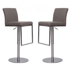 Enzo Taupe Faux Leather Bar Stools (Set of 2)