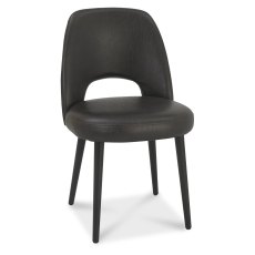 Pair of Vintage Peppercorn Upholstered Dining Chairs - Old West Faux Leather