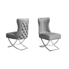 Maria Silver Grey Velvet Dining Chairs (Set of 2)