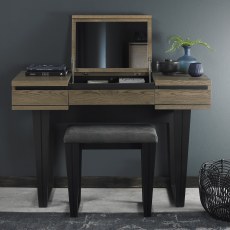 Tivoli Weathered Oak Stool (Dark Grey Fabric) by Bentley Designs