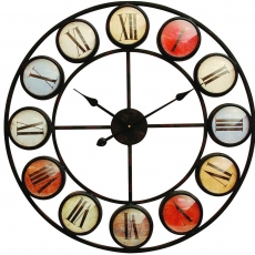 Smarty Iron Clock Roman Numerals Coloured Domed Glass by Libra