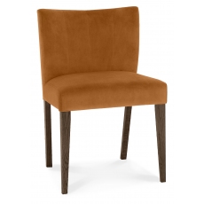 Pair of Turin Dark Oak Low Back Upholstered Chairs (Harvest Pumpkin Velvet)