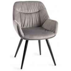 Pair of Dali Dining Chairs (Grey Velvet) by Bentley Designs
