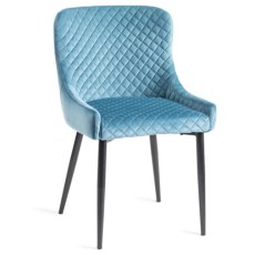 Pair of Cezanne Dining Chairs (Petrol Blue Velvet / Black Leg) by Bentley Designs
