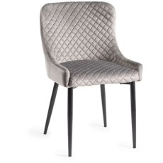 Pair of Cezanne Dining Chairs (Grey Velvet / Black Leg) by Bentley Designs