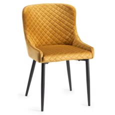 Pair of Cezanne Dining Chairs (Mustard Velvet / Black Leg) by Bentley Designs
