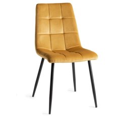 Pair of Loft Dining Chairs (Mustard Velvet) by Bentley Designs