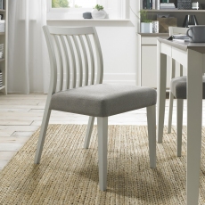 Bergen Grey Washed Low Slat Back Chair - Titanium Fabric (Sold in Pairs)