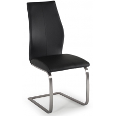 Pair of Irma Dining Chairs (Black & Brushed Steel)