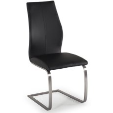 Pair of Irma Dining Chairs (Black & Brushed Steel)