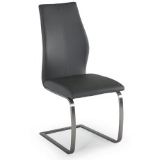 Pair of Irma Dining Chairs (Grey & Brushed Steel)