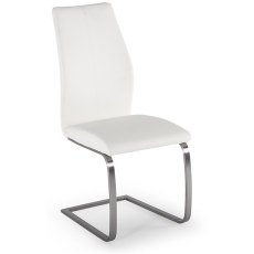 Pair of Irma Dining Chairs (White & Brushed Steel)