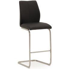 Pair of Irma Bar Stools (Black & Brushed Steel) Pair of Irma Bar Stools (Black & Brushed Steel)
