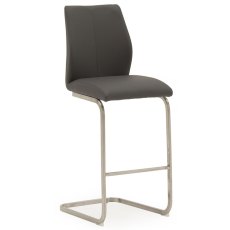 Pair of Irma Bar Stools (Grey & Brushed Steel) Pair of Irma Bar Stools (Grey & Brushed Steel)