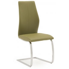 Pair of Elis Dining Chairs (Olive & Chrome)