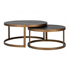 Blackbone Nest of 2 Coffee Tables (Brass Collection) by Richmond Interiors