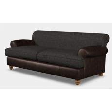 Nevis Petit Sofa (Hide with Harris Tweed Seat & Back Cushions) by Tetrad Harris Tweed
