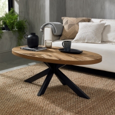 Ellipse Rustic Oak Oval Coffee Table by Bentley Designs