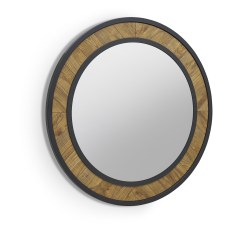 Ellipse Rustic Oak Round Wall Mirror by Bentley Designs